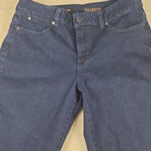 Talbots Curvy Straight Dark Wash Jeans 10P Frayed Hem